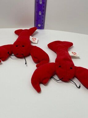 Lot of 2 Ty Beanie Baby Pinchers Lobster Plush 1993 McDonald's Happy Meal Toy